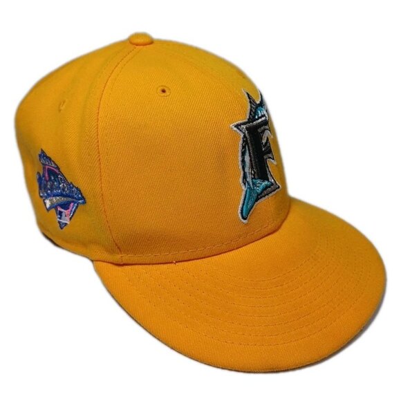 Florida Marlins New Era Fitted Hat 71/4 59/50 1997 WS Champs Patch Lids Fruity
